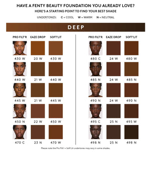 Shade conversion for deep skin tones.